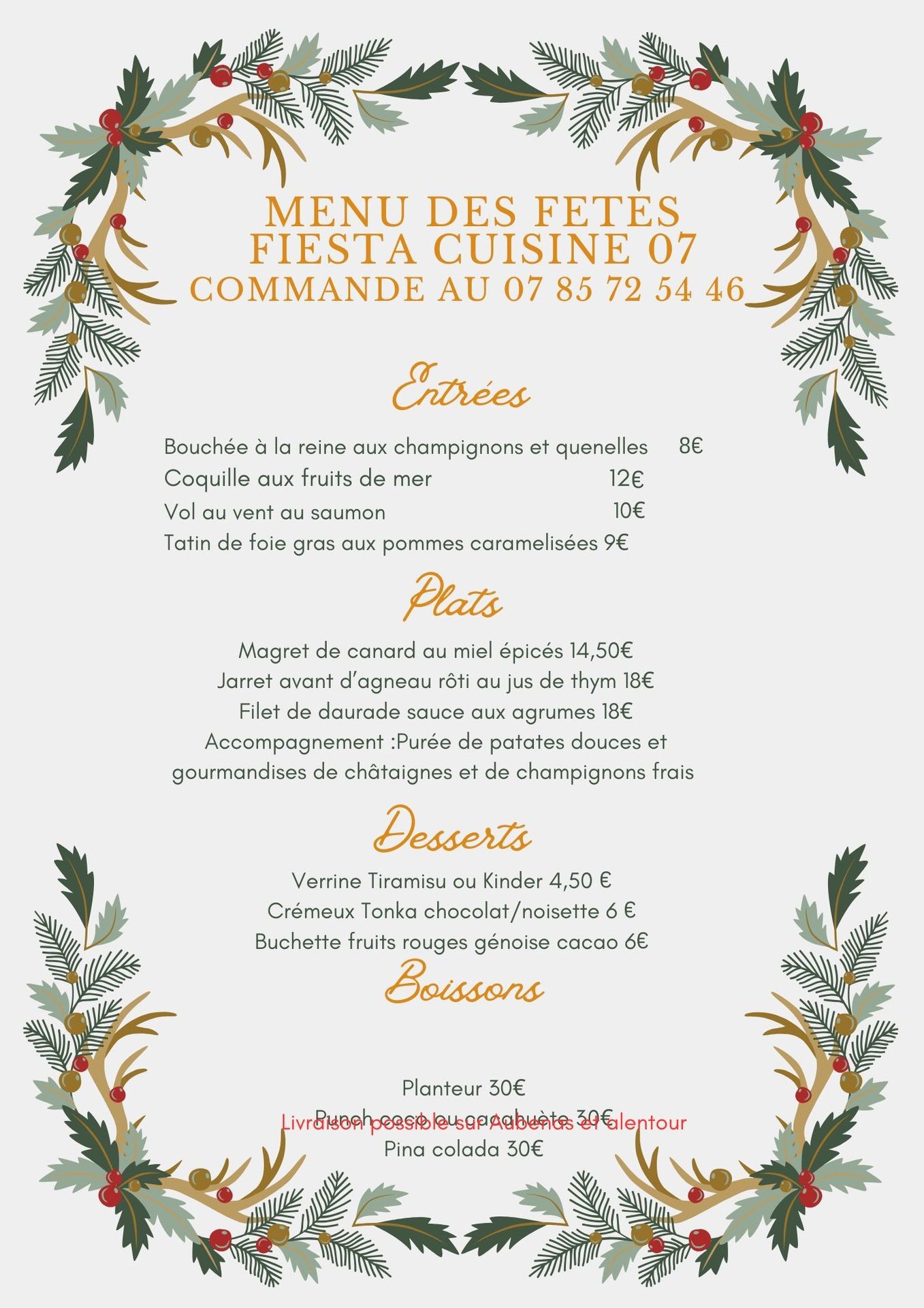 Menu des fêtes